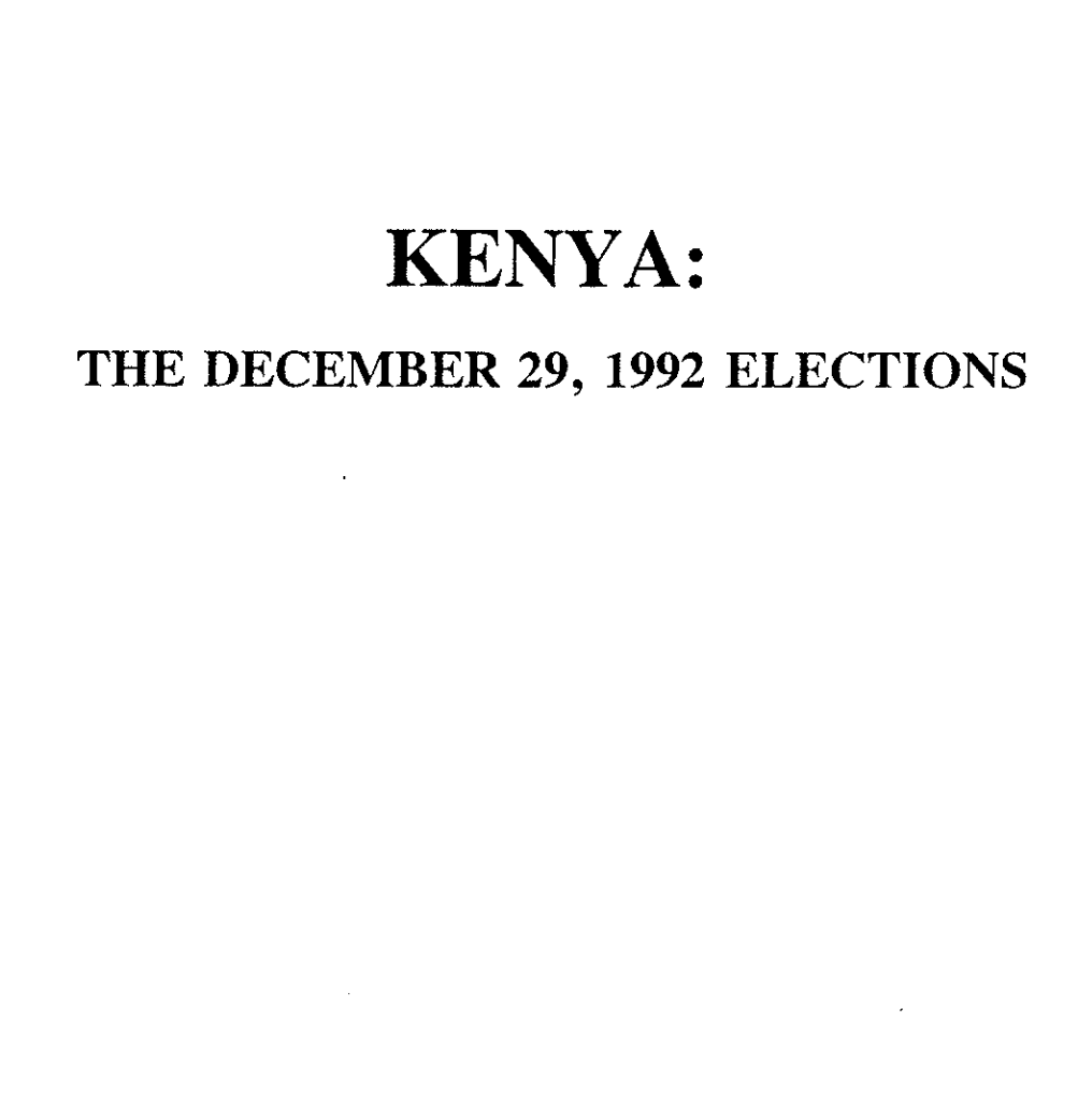 Kenya: the Dec 29 1992 Elections