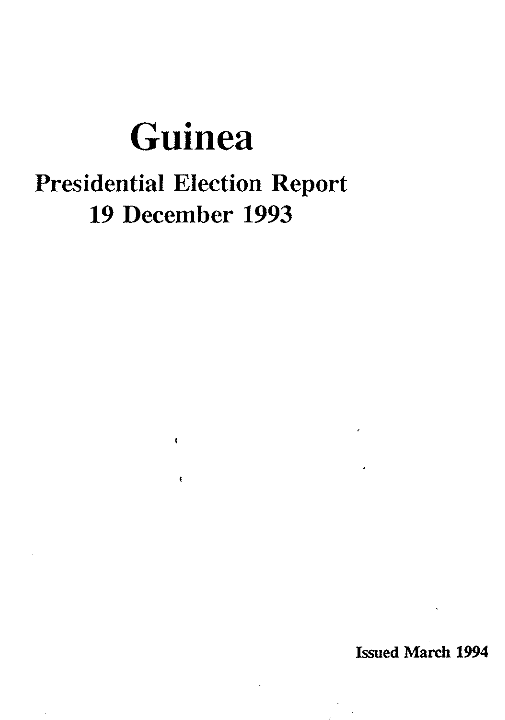 Guinea: Presidential Election Report (19 Dec 1993)