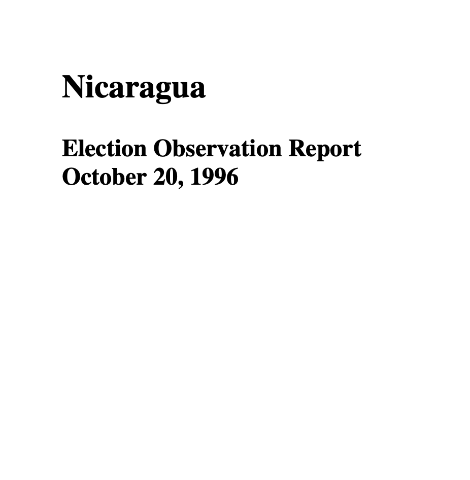 Nicaragua Election Observation Report October 20, 1996
