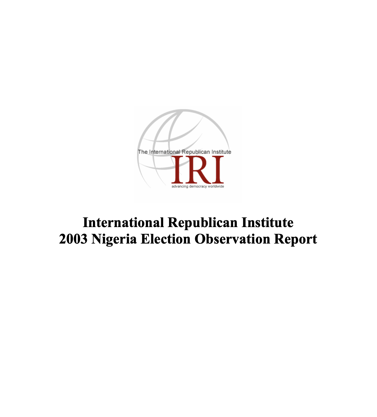 2003 Nigeria Election Observation Report