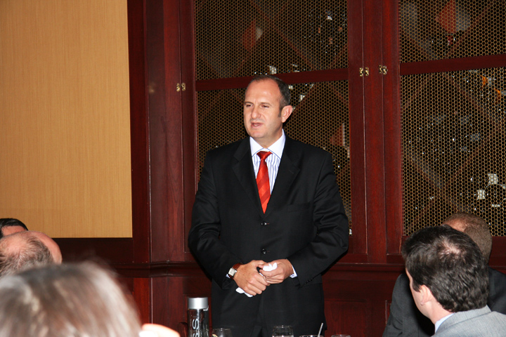 Macedonian Prime Minister Vlado Buckovski speaks at a luncheon hosted by IRI.
