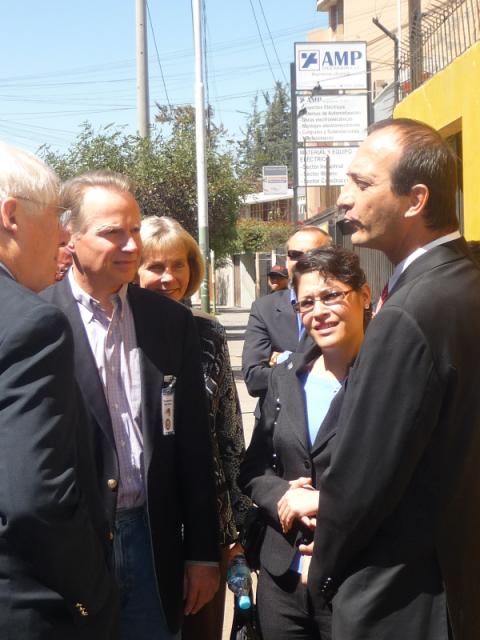 Drier (second from left) and other members of the congressional delegation visit with Peruvian Congressman Jose Eguren.