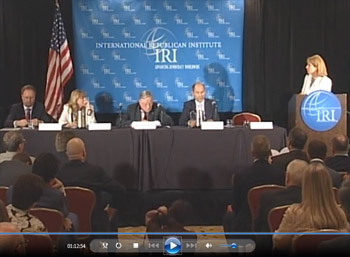 Pictured left to right: Joch, Schmidt, Landsbergis, Janša and Dobriansky. Click the image to watch the recording of the panel.
