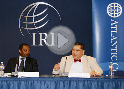 Shyaka and Pham discuss Rwandan governance.  Click the image to watch the discussion on IRITV.  