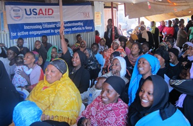 Women in Kenya participate in a civic education workshop on Kenya’s constitution.  Click the image to see more photos of IRI’s, WDN’s and AWLI’s work with women.