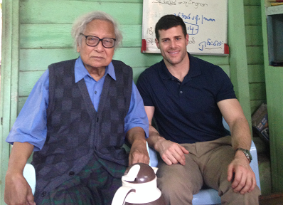 U Win Tin (left) with Steve Cima, IRI's country director in Burma.