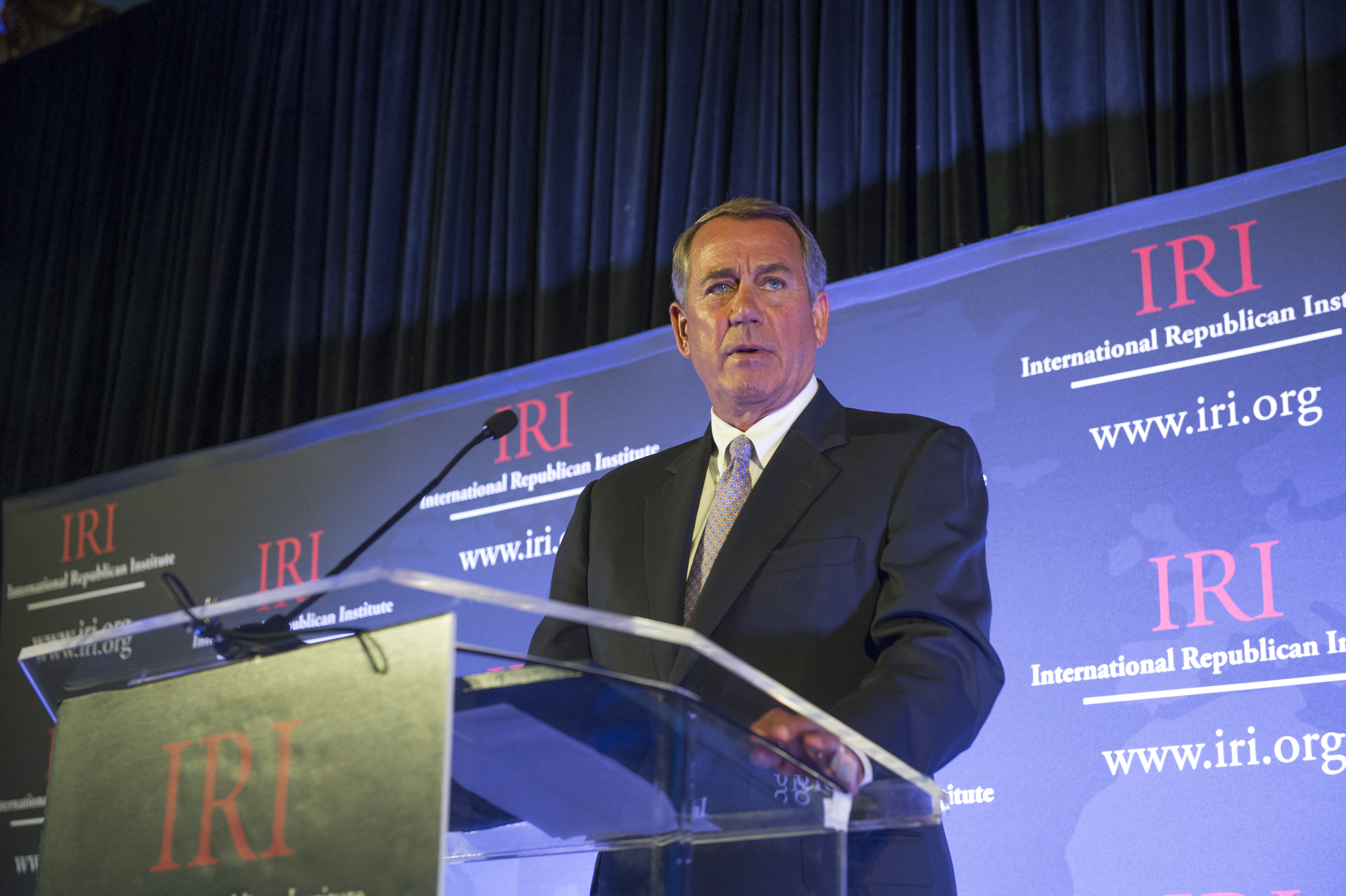 Speaker Boehner accepting IRI's Freedom Award.