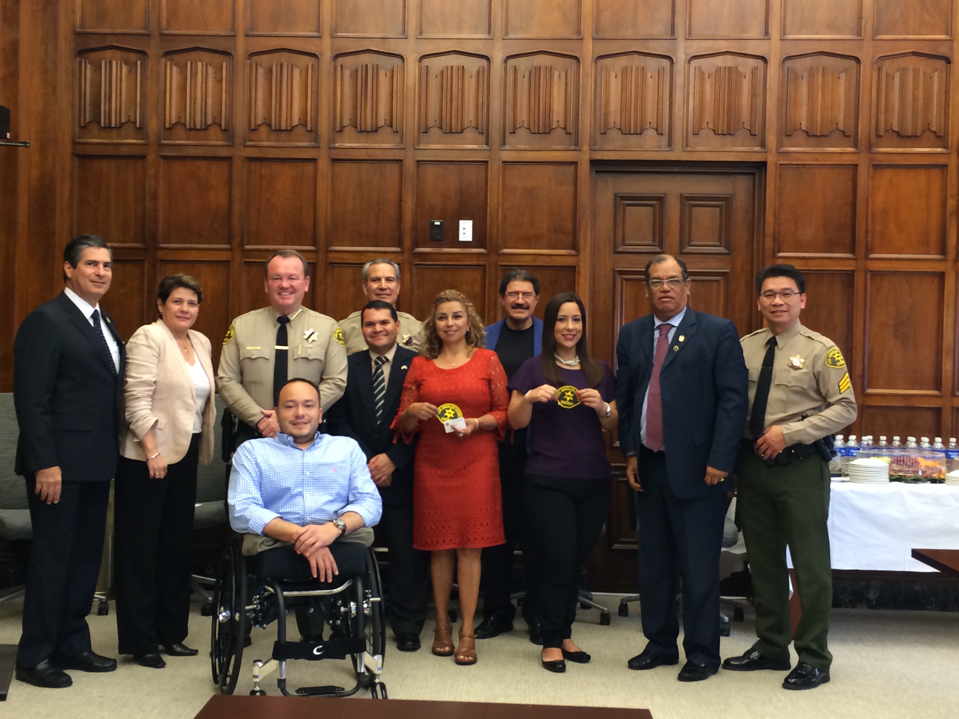 The 2015 delegation meet with Sheriff Jim McDonnell of the Los Angeles Police Department to discuss mechanisms and techniques for effective policing. 