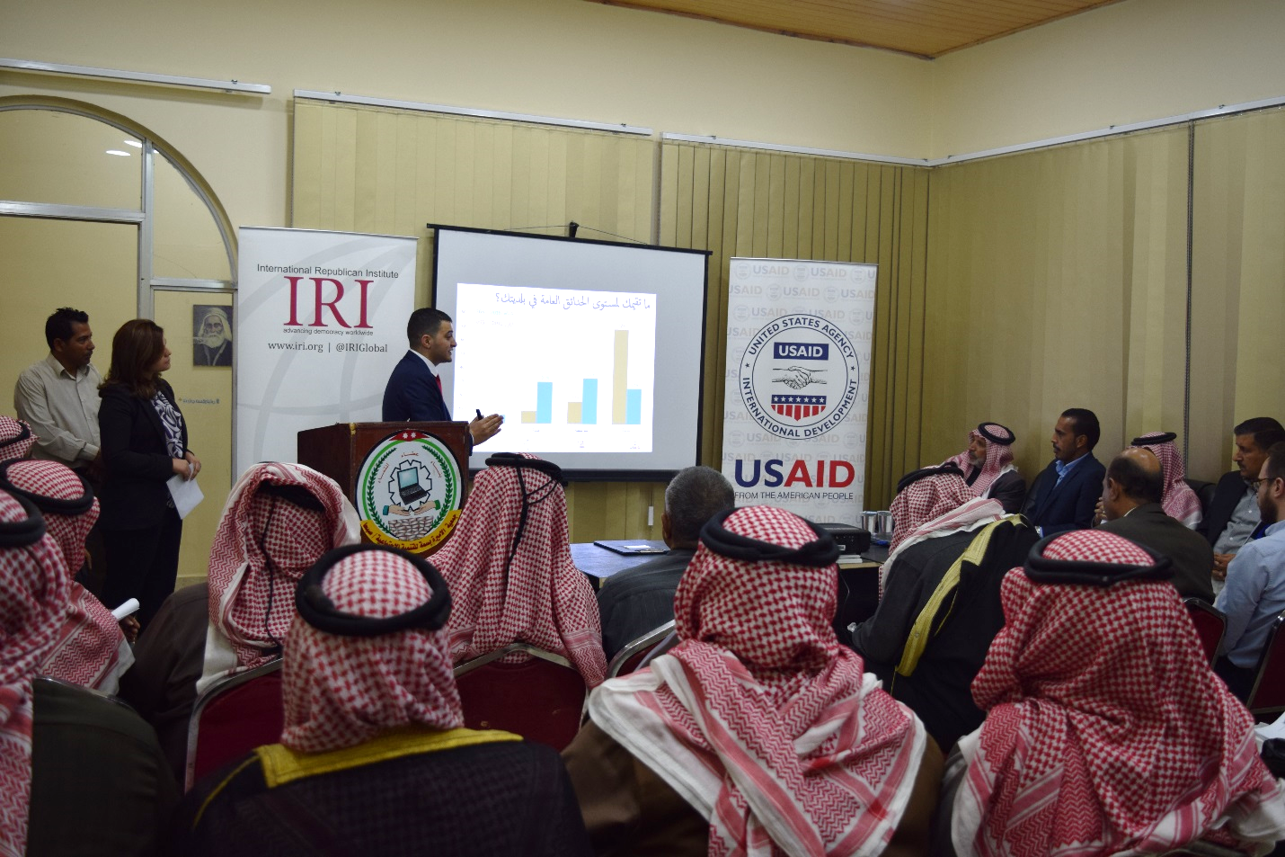 Presenting Baldytak results to the mayor, municipal councilors, tribal elders, and many other residents of Sabha, Jordan