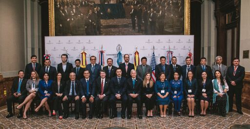 Delegates to the Americas Summit for Transparent Legislatures pose for the official delegation photo.