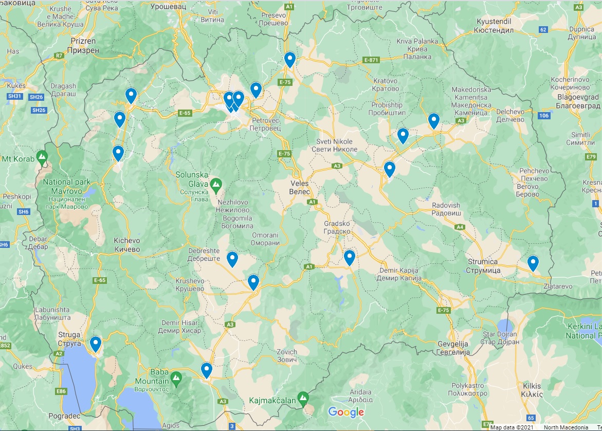Locations of 18 municipalities in North Macedonia where IRI’s focus group research was conducted.