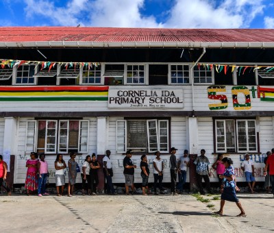 Guyanese citizens line up to vote