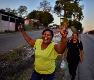 Woman celebrating election