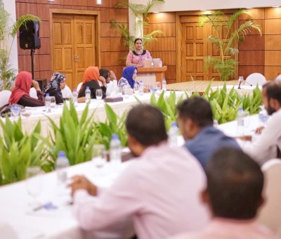 Woman speaking at Maldives Decentralization Symposium