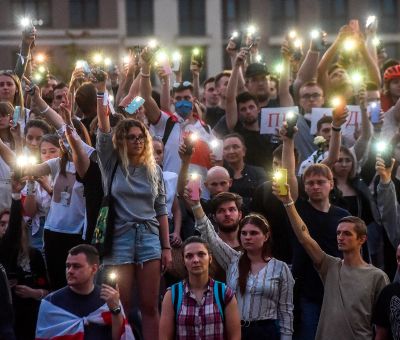 Belarus opposition supporters