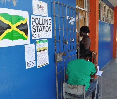 A polling station in Jamaica