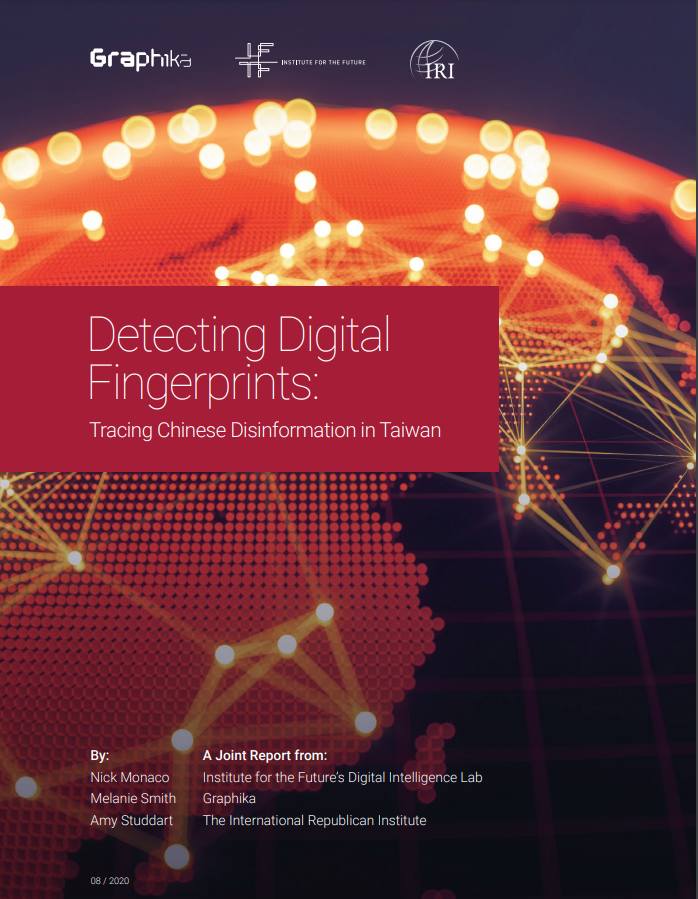 Front cover of the report on Detecting Digital Fingerprints: Tracing Chinese Disinformation in Taiwan