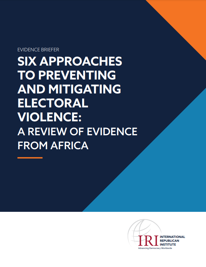 The cover page for the six approaches to preventing and mitigating electoral violence
