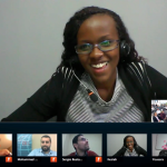 A screenshot of a zoom meeting on building in-country evaluations