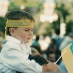 Ukraine boy with flag
