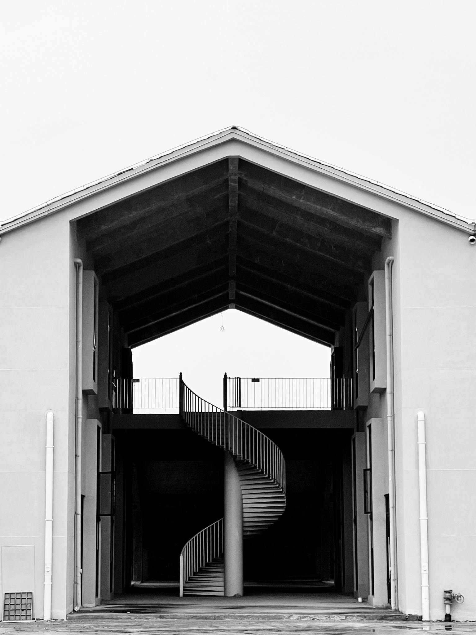 Building with spiral staircase