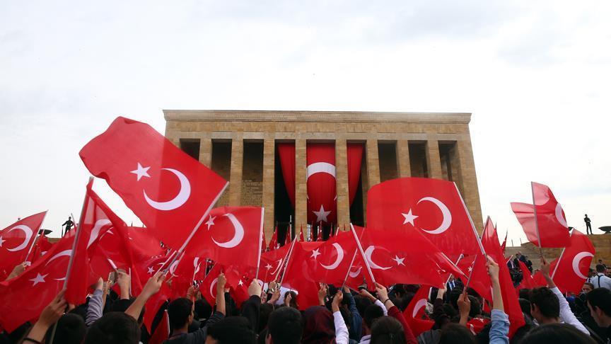 People waving Turkish flag